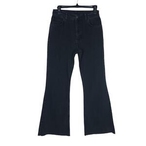 RV Womens Jeans 28 Black Flare High Rise Wide Leg Boho Chic Trendy Streetwear